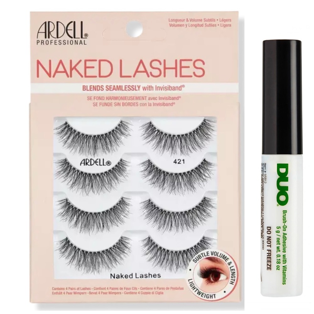 ARDELL NAKED LASHES BRIGHTER AND ROUNDER 421 and DUO CLEAR ADHESIVE SET